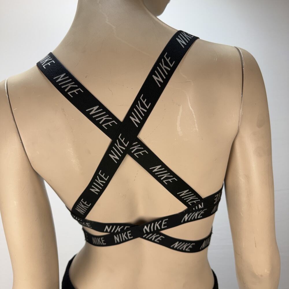 Nike Pro Dri Fit Indy Logo Strappy Sports Bra Size S Black White - Picture 4 of 6